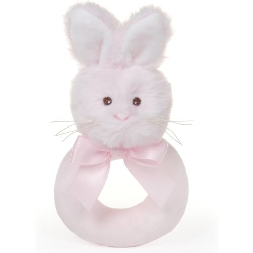 Bearington Baby Lil’ Bunny, 5.5 Inch Pink Soft Stuffed Easter Bunny Rattle, Baby Easter Gifts - Newborn Toy