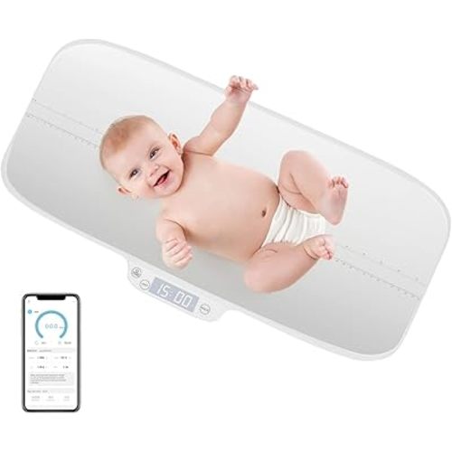 BABY JOY Baby Scale, Multifunctional Pet Scale with Digital LED Display, 4 Weighing Modes, Curved Tray, Rubber Feet, Weighing Scale for Newborn, Animals, High Precision at 0.1oz, Max Weight 66lbs