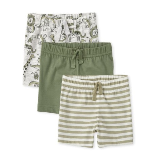 Baby Boys Safari Striped Shorts 3-Pack - Green