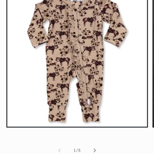 Prairie Rose -Ruffled- Folding Feet Jammies – Cowkid Clothing Company