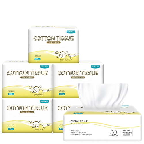 Winner Baby Cotton Dry Wipe, 600 Counts, 7.87"x 5.9", Unscented, Disposable Facial Cotton Wipe for Baby Sensitive Skin