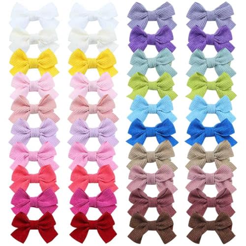 Dizila 40 Pieces / 20 Pairs Fully Lined Solid 2" Hair Bow Clips Barrettes Accessories for Baby Girls Infants Toddlers