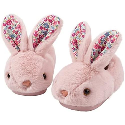 Drecage Girls Toddler Slippers Boys House Shoes for Little Kids Cute with Bunny Design Plush Indoor Slippers Non-Slip
