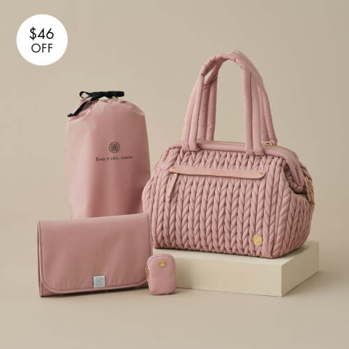 Paige Carryall Diaper Bag - Blush Pink Designer Baby Bag