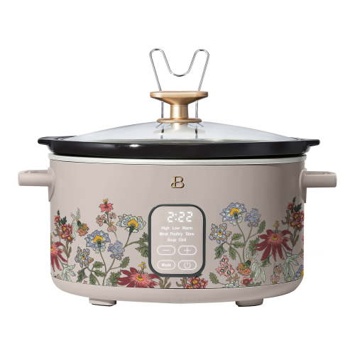 Beautiful 6 Qt Programmable Slow Cooker, Wildflower Porcini Taupe by Drew Barrymore