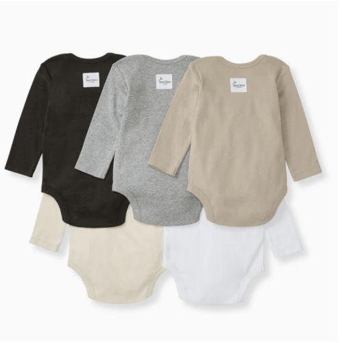 Solid Organic Cotton Long Sleeve Baby Bodysuits 5 Pack - Ash – Burt's Bees Baby