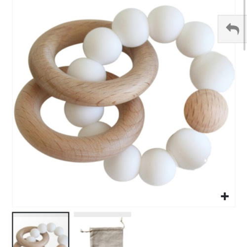 Alimrose Beechwood Teether Ring Set - Milk