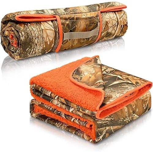 Tirrinia Waterproof Outdoor Blanket with Sherpa Lining, Windproof Triple Layers Warm Comfy Foldable for Camping Stadium, Beach, Picnic, Grass, Concerts, Car, Dog, 51''X 59'' & 59''X 80''