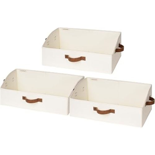 StorageWorks Closet Storage Bins Trapezoid, Ivory White, Large, 3-Pack