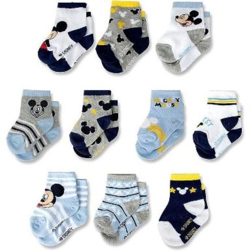 Mickey Mouse Baby Boy's 10-Pack Infant Socks, 6-12 Months (blue)