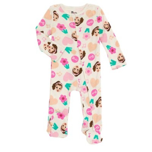 Ms. Rachel Floral Newborn Baby Girls Zip Up Sleep N' Play Beige / Pink 0-3 Months