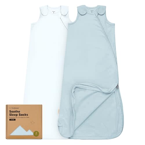 2-Pack Organic Baby Sleep Sacks, 100% Cotton - Soft & Breathable 0.5TOG Baby Wearable Blanket, Toddler Sleeping Sack 18-24 Months, Easy to Wear Transitional Swaddles for Newborns, Infants(Glacier, L)