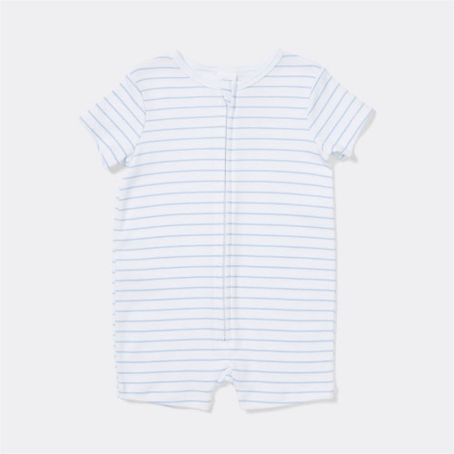 Dymples Baby Striped Zip Romper - Blue & White