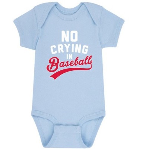 Boys' Instant Message No Crying In Baseball Baby Graphic One Piece - Light Blue - 12 Months: Cotton, Crew Neck, Short Sleeve