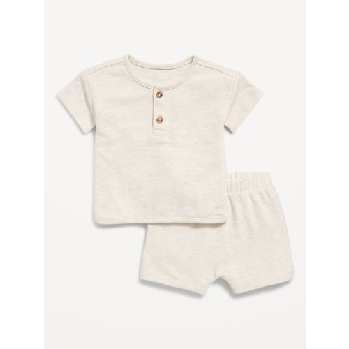 Jacquard-Knit Henley Shirt and Shorts Set for Baby