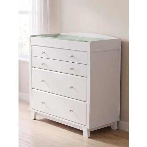4 Drawers Baby Dresser with Changing Top, 35.4"L x 17.7"W x 38"H, White