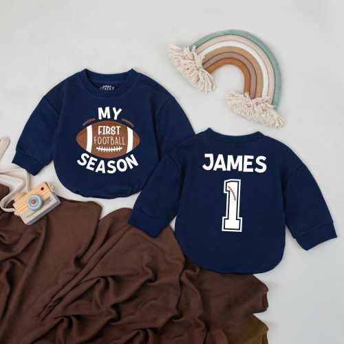My First Football Season Romper, Personalized Game Day Outfit, Football Baby Clothes, 1 Year Down Baby Bodysuit, Football Party Gift