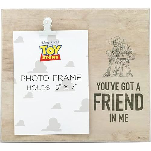 Open Road Brands Disney Pixar Toy Story You've Got a Friend in Me Wood Photo Clip Frame for 5x7 Picture - Cute Toy Story Decoration for Home