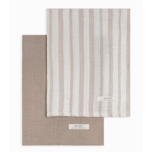 2-Pack Muslin Burp Cloths | Color: Enzo Stripe + Beige