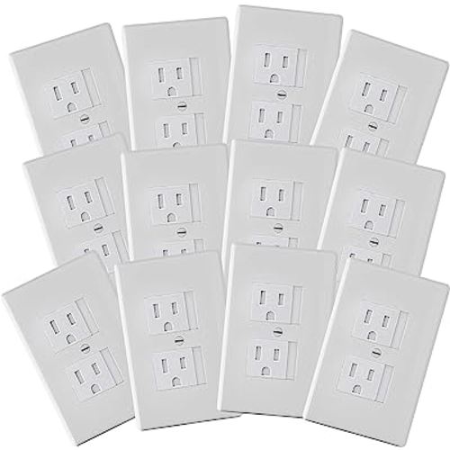 Safety Innovations Self-Closing Babyproof Outlet Covers - (for Center Screw Outlets Only) an Alternative to Wall Socket Plugs for Child Proofing, (12-Pack), (1-Screw), (White) White)