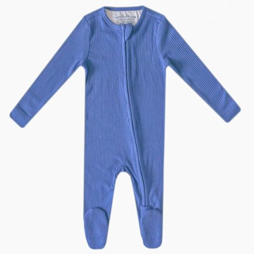 Copper Pearl Zip-Up Footie Baby Pajamas – Soft Newborn Onesies for Boys & Girls, Tag-Free with Two-Way Zipper Baby Sleepers for Newborn - 24 Months, Indigo