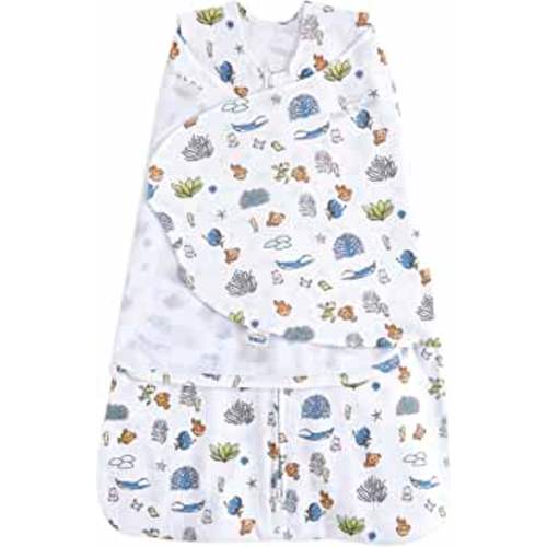 HALO Disney Baby Finding Nemo 100% Cotton Sleepsack Swaddle, 3-Way Adjustable Wearable Blanket, Great Barrier Reef, Small, 3-6 Months