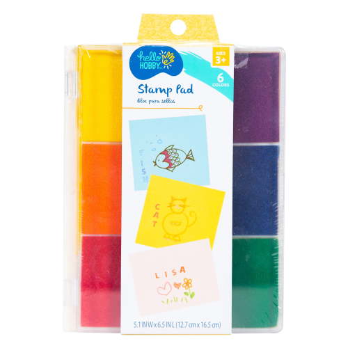 Hello Hobby Multicolor Washable Stamp Pad with 6 Bright Ink Colors for Crafts