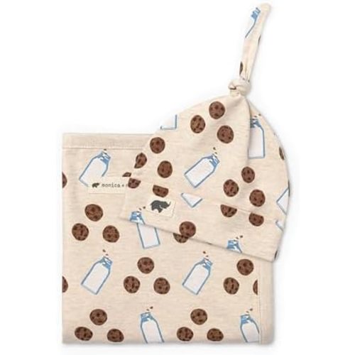 MONICA + ANDY Baby Mini Hospital Cuddle Box, Organic Baby Clothes for Girls & Boys, Coming Home Blanket & Cap, Sustainable Super Soft Fabric for Newborn & Infants