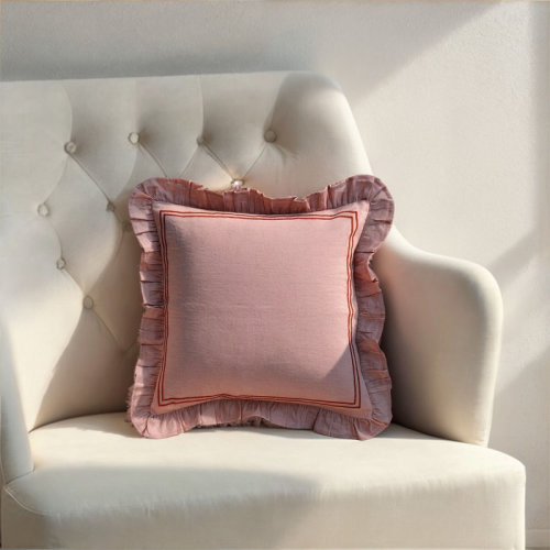 Creative Co-Op 18" Square Cotton & Linen Pillow W Ruffle | Wayfair