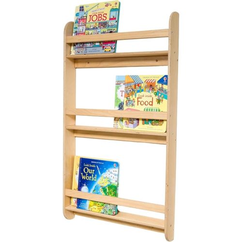 Montessori Wall-Mounted Bookshelf for Toddlers Toy Storage Shelf Organizer for Playroom and Classroom Floor Bookshelves for Kids Room (Natural, L, 3)