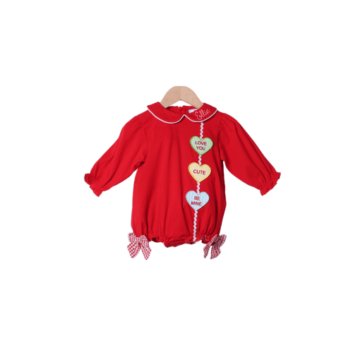 Applique Conversation Heart Red Knit Bubble