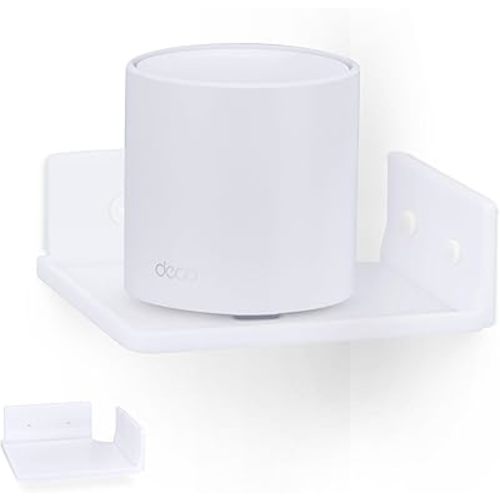 BRAINWAVZ 6.5" Corner Shelf Mount for Speakers, Cameras, Baby Monitors, Plants, Books Electronics, Collectibles & More, Adhesive & Screw in Floating Shelves (White)