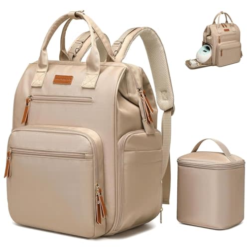 Qualyphant Extra Large Breast Pump Bag with Cooler Bag | Fit for Spectra S1 S2 Momcozy Medela | Pumping Bags for Work Moms | Dual-Deck Design & Convertible | Diaper Backpack for Travel, Khaki