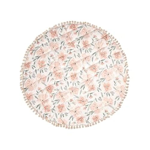 Crane Baby Padded Floor Mat, Pink Floral Nursery Decor, Activity Mat, 40" x 40", Baby Tummy Time, Baby Girl Nursery Essentials