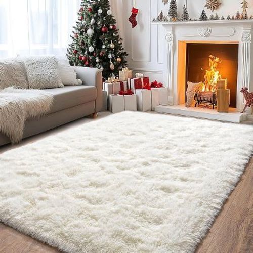 LOVEVOOK Cream White Area Rugs for Living Room 5x7 Feet, Fluffy Shag Bedroom Rug, Modern Indoor Floor Carpet for Home Decor Aesthetic