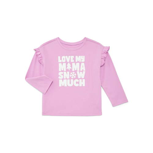 Garanimals Toddler Girls Holiday Ruffle Shoulder Top with Long Sleeves, Sizes 18M-5T