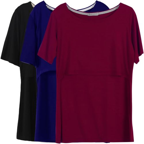 Smallshow Women's Maternity Nursing Tops Short Sleeve Breastfeeding Clothes