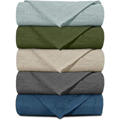 Muslin Receiving Blankets, Neutral Blanket Swaddling for Newborn Boys and Girls, 5 Pack Breathable and Skin-Friendly Swaddle Wrap for Infant Baby (Graceful Colors)