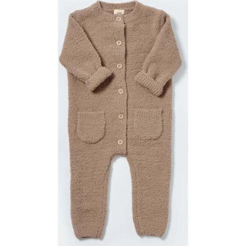 Fuzzy Long Sleeve Jumpsuit, Taupe - 7AM Enfant | Maisonette