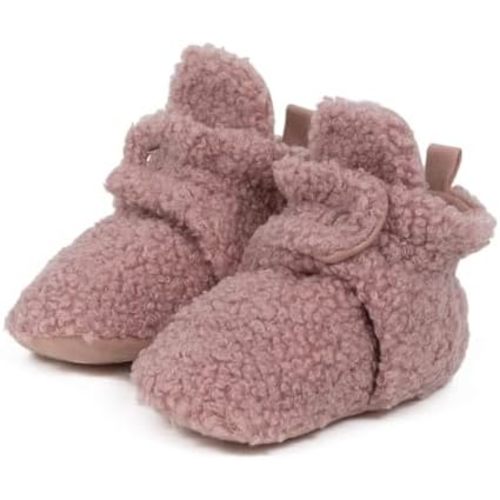 Robeez Baby Girls and Boys Crib Fleece Sherpa Snap Booties with Slip-Resistant Soles for Infant and Toddler, 0-18 Months