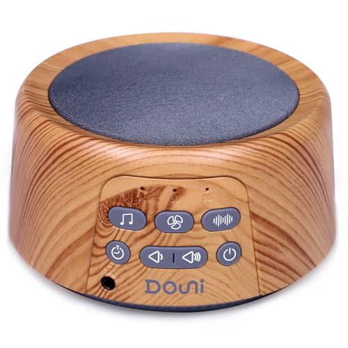 DOUNI White Noise Machine with 27 Soothing Sounds Timer, Adjustable Volume, Memory Function for Sleeping, Relaxation,Sound Machine for Kid,Adult,Nursery,Home,Office,Travel.Wood Grain