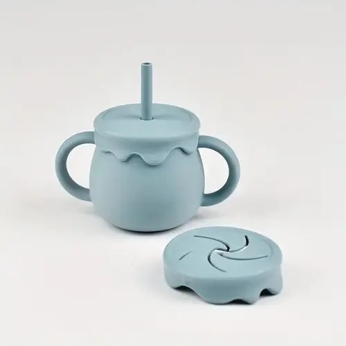 silicone snack bowl straw cup combo - Temu