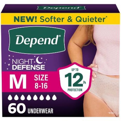 Depend Night Defense Women's Night Incontinence Underwear - M - 60ct