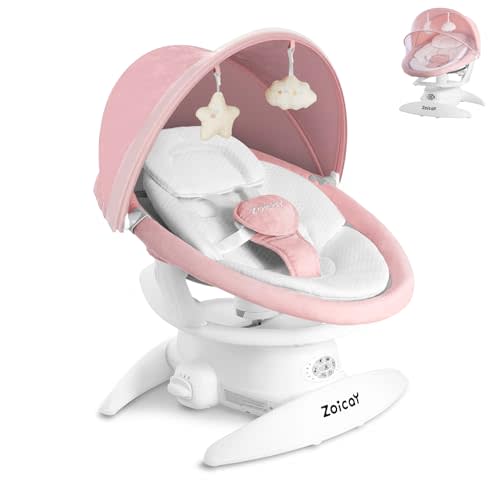 3-in-1 Baby Swing for Infants with Removable Rocker and Motion Detection | Electric Infant Swing with 360° Rotatable Seat, 9 Motions & 5 Speeds, 12 Melodies, Indoor & Outdoor Use, Up to 25 lbs, Pink