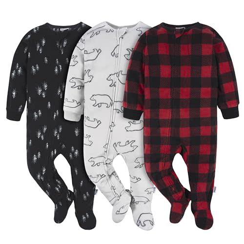 Gerber Unisex Baby Flame Resistant Fleece Footed Pajamas 3-pack
