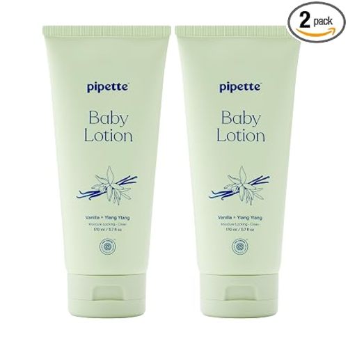 Pipette Baby Lotion, Vanilla + Ylang Ylang Scent, 5.7 fl oz (Pack of 2), Baby Lotion for Newborn, Sensitive Skin, and Kids, Non-Toxic and Hypoallergenic, Made with Ceramides
