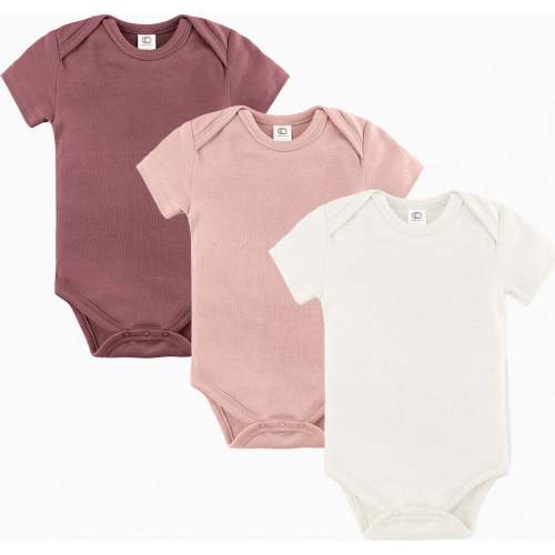 3-Pack Classic Short Sleeve Bodysuit Bundle Berry + Ballet + Ivory - Colored Organics Rompers | Maisonette