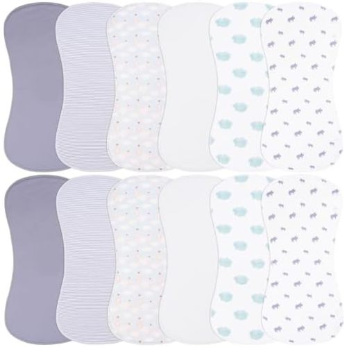 Baby Burp Cloths & Bibs 2-in-1 Design 3 Layers Thicken Cotton Absorbent and Soft Spit Up Burping Rags Set for Newborn