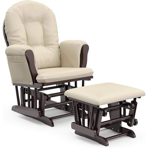 Storkcraft Premium Hoop Glider & Ottoman, Espresso with Beige