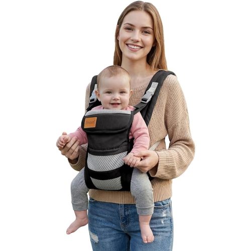 Baby Carrier Newborn to Toddler(7-30lbs), Toddler Carrier with Adjustable Shoulder Strap, Baby Holder Carrier with Breathable Mesh Fabric, Black